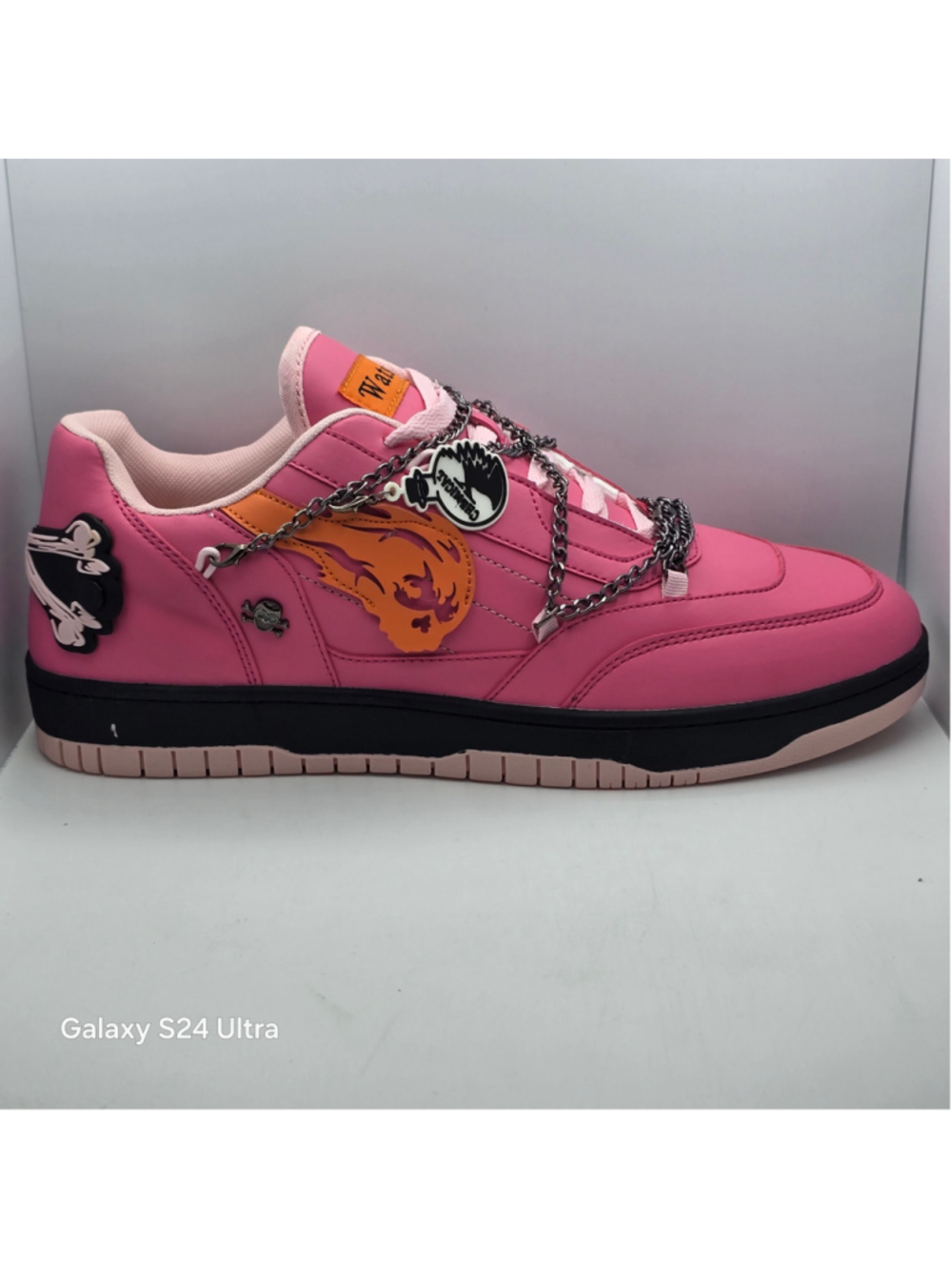 Watson Size 12 Chain Detail Low Top Athletic Sneakers Pink Orange Black